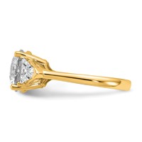 14K Yellow Gold 4.12 Carat Certified Lab Grown Diamond VS SI+ G+ Round and Triangle Complete Three Stone Engagement Ring view 3