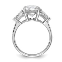 14K White Gold 1.12 Carat Lab Grown Diamond VS+ F+ Triangle 3 Carat Round Semi Mount Three Stone Engagement Ring view 2