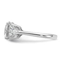 14K White Gold 1.12 Carat Lab Grown Diamond VS+ F+ Triangle 3 Carat Round Semi Mount Three Stone Engagement Ring view 3