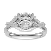 14K White Gold 1.12 Carat Lab Grown Diamond VS+ F+ Triangle 3 Carat Round Semi Mount Three Stone Engagement Ring view 5