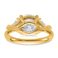 14K Yellow Gold 1.12 Carat Lab Grown Diamond VS SI+ G+ Triangle 3 Carat Round Semi Mount Three Stone Engagement Ring view 5