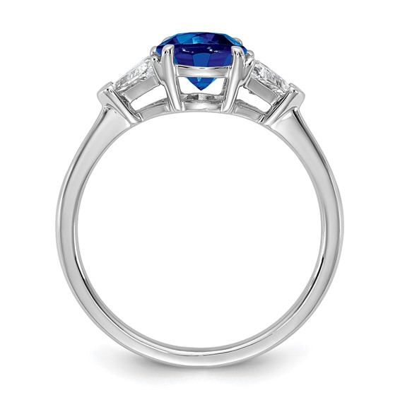 14kw GH/SI Diamond and Sapphire Eng. Ring with Round Ctr and Trillion Sides