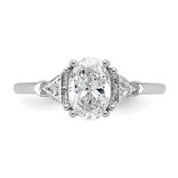 14K White Gold 1.50 Carat Certified Lab Grown Diamond VS+ F+ Complete Oval and Trillion Three Stone Engagement Ring view 4