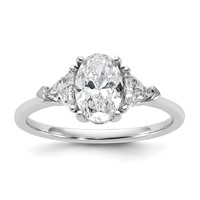 14K White Gold 1.50 Carat Certified Lab Grown Diamond VS+ F+ Complete Oval and Trillion Three Stone Engagement Ring view 1