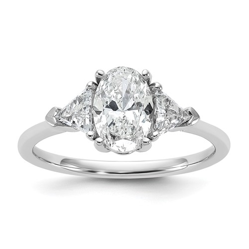 14K White Gold 1.50 Carat Certified Lab Grown Diamond VS SI+ G+ Complete Oval and Trillion Three Stone Engagement Ring