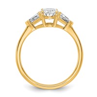 14K Yellow Gold 1.50 Carat Certified Lab Grown Diamond VS SI+ G+ Complete Oval and Trillion Three Stone Engagement Ring view 2