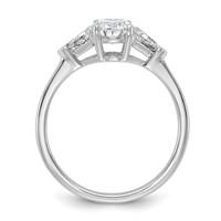 14K White Gold 0.50 Carat Lab Grown Diamond VS SI+ G+ Trillion and 1 Carat Oval Center Semi Mount Three Stone Engagement Ring view 2