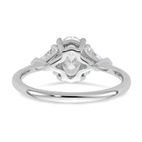 14K White Gold 0.50 Carat Lab Grown Diamond VS SI+ G+ Trillion and 1 Carat Oval Center Semi Mount Three Stone Engagement Ring view 5
