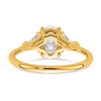 14K Yellow Gold 0.50 Carat Lab Grown Diamond VS SI+ G+ Trillion and 1 Carat Oval Center Semi Mount Three Stone Engagement Ring view 5