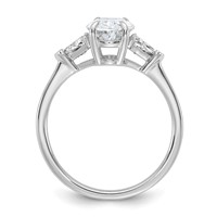 14K White Gold 2 Carat Certified Lab Grown Diamond VS SI+ G+ Complete Oval and Trillion Three Stone Engagement Ring view 2