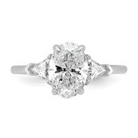 14K White Gold 2 Carat Certified Lab Grown Diamond VS SI+ G+ Complete Oval and Trillion Three Stone Engagement Ring view 4