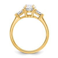 14K Yellow Gold 2 Carat Certified Lab Grown Diamond VS SI+ G+ Complete Oval and Trillion Three Stone Engagement Ring view 2