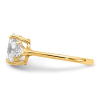14K Yellow Gold 2 Carat Certified Lab Grown Diamond VS SI+ G+ Complete Oval and Trillion Three Stone Engagement Ring view 3