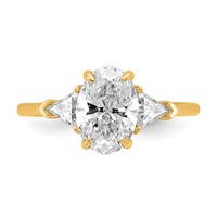 14K Yellow Gold 2 Carat Certified Lab Grown Diamond VS SI+ G+ Complete Oval and Trillion Three Stone Engagement Ring view 4