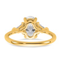 14K Yellow Gold 2 Carat Certified Lab Grown Diamond VS SI+ G+ Complete Oval and Trillion Three Stone Engagement Ring view 5