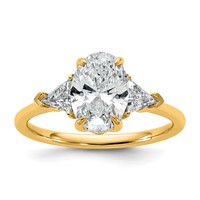 14K Yellow Gold 2 Carat Certified Lab Grown Diamond VS SI+ G+ Complete Oval and Trillion Three Stone Engagement Ring view 1