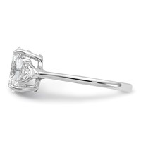 14K White Gold 0.50 Carat Lab Grown Diamond VS SI+ G+ Trillion and 1.50 Carat Oval Center Semi Mount Three Stone Engagement Ring view 3