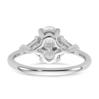 14K White Gold 0.50 Carat Lab Grown Diamond VS SI+ G+ Trillion and 1.50 Carat Oval Center Semi Mount Three Stone Engagement Ring view 5