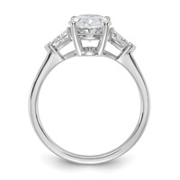 14K White Gold 0.50 Carat Lab Grown Diamond VS SI+ G+ Trillion and 2 Carat Oval Center Semi Mount Three Stone Engagement Ring view 2
