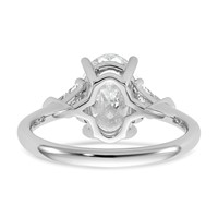 14K White Gold 0.50 Carat Lab Grown Diamond VS SI+ G+ Trillion and 2 Carat Oval Center Semi Mount Three Stone Engagement Ring view 5