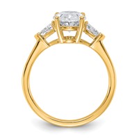 14K Yellow Gold 0.50 Carat Lab Grown Diamond VS+ F+ Trillion and 2 Carat Oval Center Semi Mount Three Stone Engagement Ring view 2