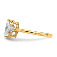 14K Yellow Gold 0.50 Carat Lab Grown Diamond VS+ F+ Trillion and 2 Carat Oval Center Semi Mount Three Stone Engagement Ring view 3