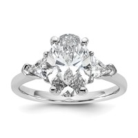 14K White Gold 3.12 Carat Certified Lab Grown Diamond VS SI+ G+ Complete Oval and Trillion Three Stone Engagement Ring view 1