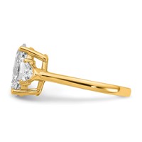 14K Yellow Gold 3.12 Carat Certified Lab Grown Diamond VS+ F+ Complete Oval and Trillion Three Stone Engagement Ring view 3
