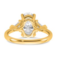 14K Yellow Gold 3.12 Carat Certified Lab Grown Diamond VS+ F+ Complete Oval and Trillion Three Stone Engagement Ring view 5