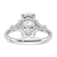 14K White Gold 0.62 Carat Lab Grown Diamond VS+ F+ Trillion and 2.50 Carat Oval Center Semi Mount Three Stone Engagement Ring view 5