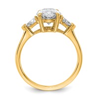 14K Yellow Gold 0.62 Carat Lab Grown Diamond VS SI+ G+ Trillion and 2.50 Carat Oval Center Semi Mount Three Stone Engagement Ring view 2