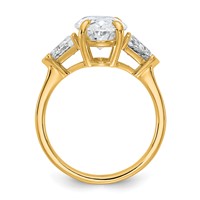 14K Yellow Gold 4.12 Carat Certified Lab Grown Diamond VS+ F+ Complete Oval and Trillion Three Stone Engagement Ring view 2