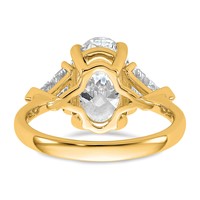 14K Yellow Gold 4.12 Carat Certified Lab Grown Diamond VS+ F+ Complete Oval and Trillion Three Stone Engagement Ring view 5
