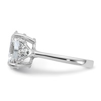 14K White Gold 1.12 Carat Lab Grown Diamond VS+ F+ Trillion and 3 Carat Oval Center Semi Mount Three Stone Engagement Ring view 3