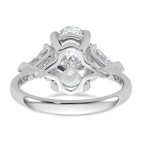 14K White Gold 1.12 Carat Lab Grown Diamond VS+ F+ Trillion and 3 Carat Oval Center Semi Mount Three Stone Engagement Ring view 5