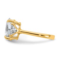 14K Yellow Gold 1.12 Carat Lab Grown Diamond VS+ F+ Trillion and 3 Carat Oval Center Semi Mount Three Stone Engagement Ring view 3