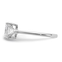 14K White Gold 1.38 Carat Certified Lab Grown Diamond VS SI+ G+ Radiant and Triangle Complete Three Stone Engagement Ring view 3