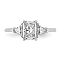 14K White Gold 1.38 Carat Certified Lab Grown Diamond VS SI+ G+ Radiant and Triangle Complete Three Stone Engagement Ring view 4