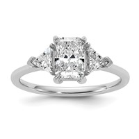 14K White Gold 1.38 Carat Certified Lab Grown Diamond VS SI+ G+ Radiant and Triangle Complete Three Stone Engagement Ring view 1