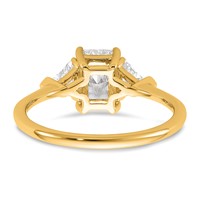 14K Yellow Gold 1.38 Carat Certified Lab Grown Diamond VS+ F+ Radiant and Triangle Complete Three Stone Engagement Ring view 5