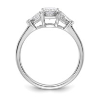 14K White Gold 0.38 Carat Lab Grown Diamond VS+ F+ Triangle 1 Carat Radiant Center Semi Mount Three Stone Engagement Ring view 2