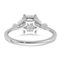 14K White Gold 0.38 Carat Lab Grown Diamond VS+ F+ Triangle 1 Carat Radiant Center Semi Mount Three Stone Engagement Ring view 5