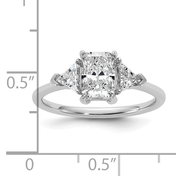 Gold Diamond Radiant and Triangle 3-Stone Bridal Rings