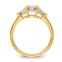 14K Yellow Gold 0.38 Carat Lab Grown Diamond VS SI+ G+ Triangle 1 Carat Radiant Center Semi Mount Three Stone Engagement Ring view 2
