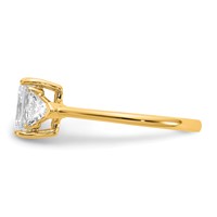 14K Yellow Gold 0.38 Carat Lab Grown Diamond VS SI+ G+ Triangle 1 Carat Radiant Center Semi Mount Three Stone Engagement Ring view 3