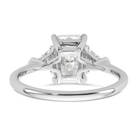 14K White Gold 2 Carat Certified Lab Grown Diamond VS+ F+ Radiant and Triangle Complete Three Stone Engagement Ring view 5