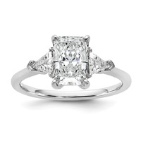 14K White Gold 2 Carat Certified Lab Grown Diamond VS+ F+ Radiant and Triangle Complete Three Stone Engagement Ring view 1