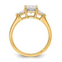 14K Yellow Gold 2 Carat Certified Lab Grown Diamond VS+ F+ Radiant and Triangle Complete Three Stone Engagement Ring view 2