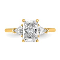 14K Yellow Gold 2 Carat Certified Lab Grown Diamond VS+ F+ Radiant and Triangle Complete Three Stone Engagement Ring view 4