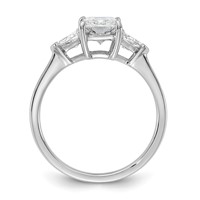 14K White Gold 0.50 Carat Lab Grown Diamond VS+ F+ Triangle 1.50 Carat Radiant Center Semi Mount Three Stone Engagement Ring view 2